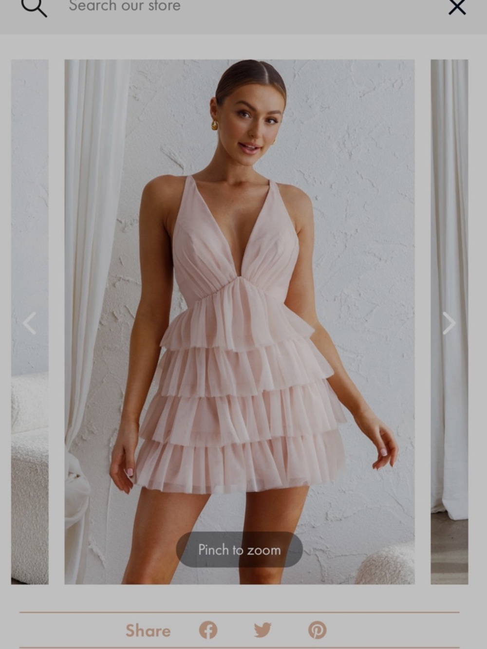 AUGUSTE TIERED FRILL MINI DRESS BLUSH